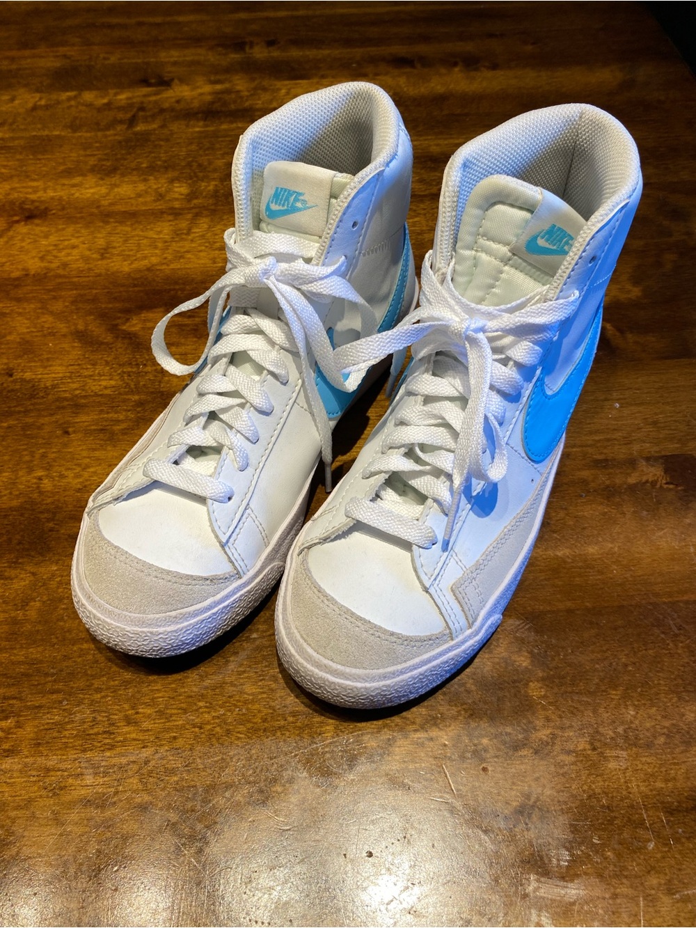 Nike Blazer High-Top Sneakers White with Aquarius Blue